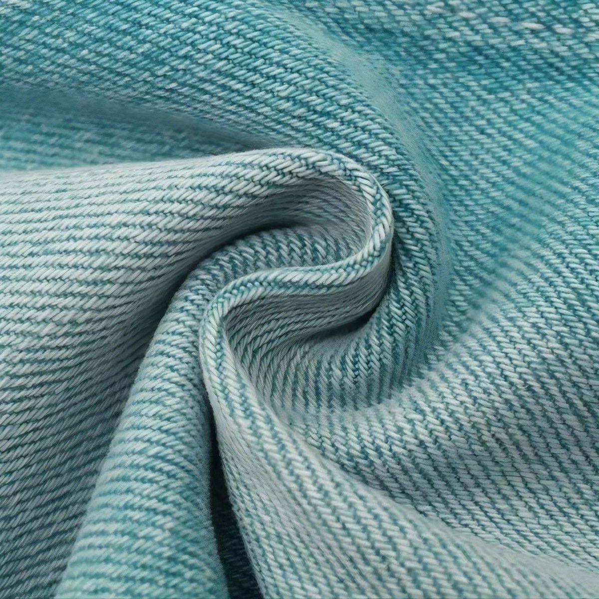 Emerald green cotton-polyester stretch jacquard denim