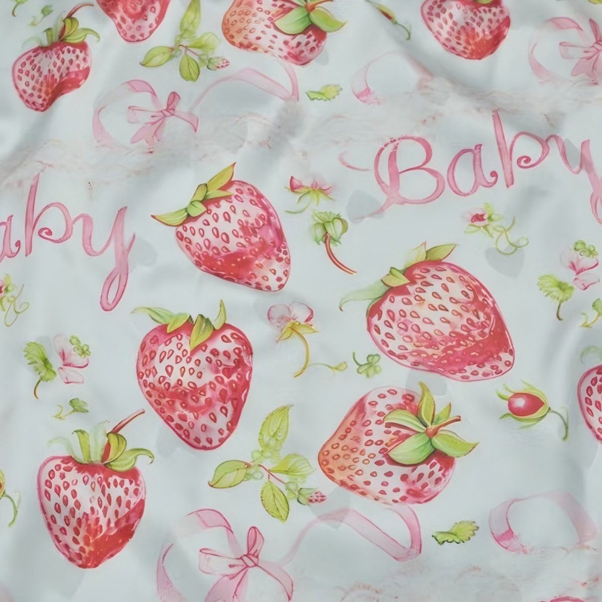 Heart-shaped strawberry jacquard dark pattern satin digital printed fabric