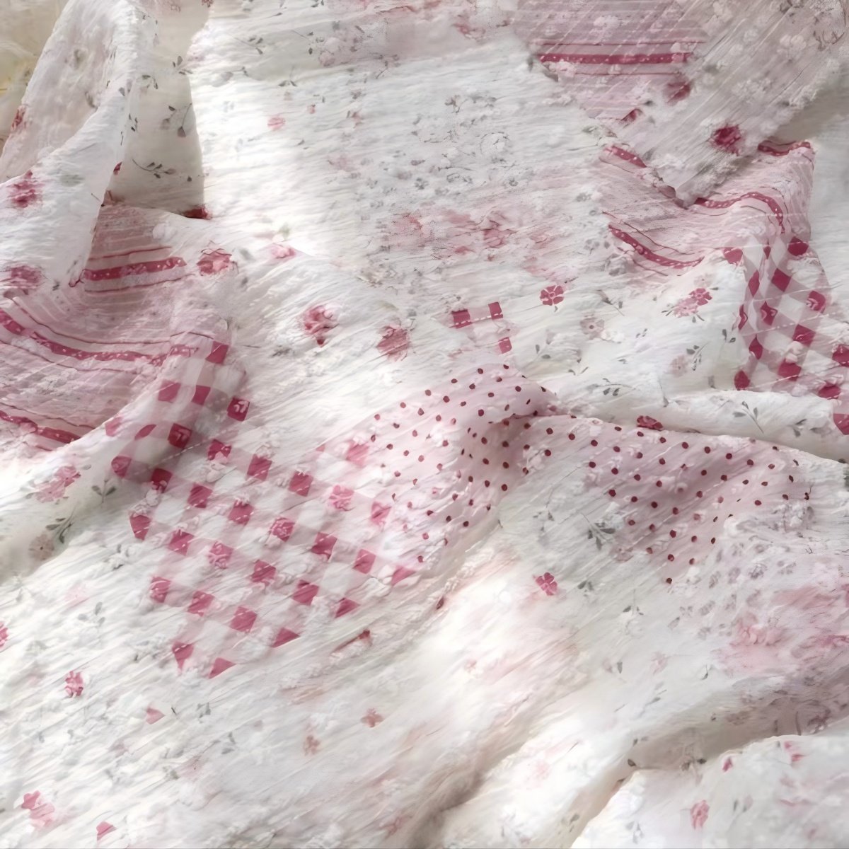 Patchwork style embossed chiffon fabric