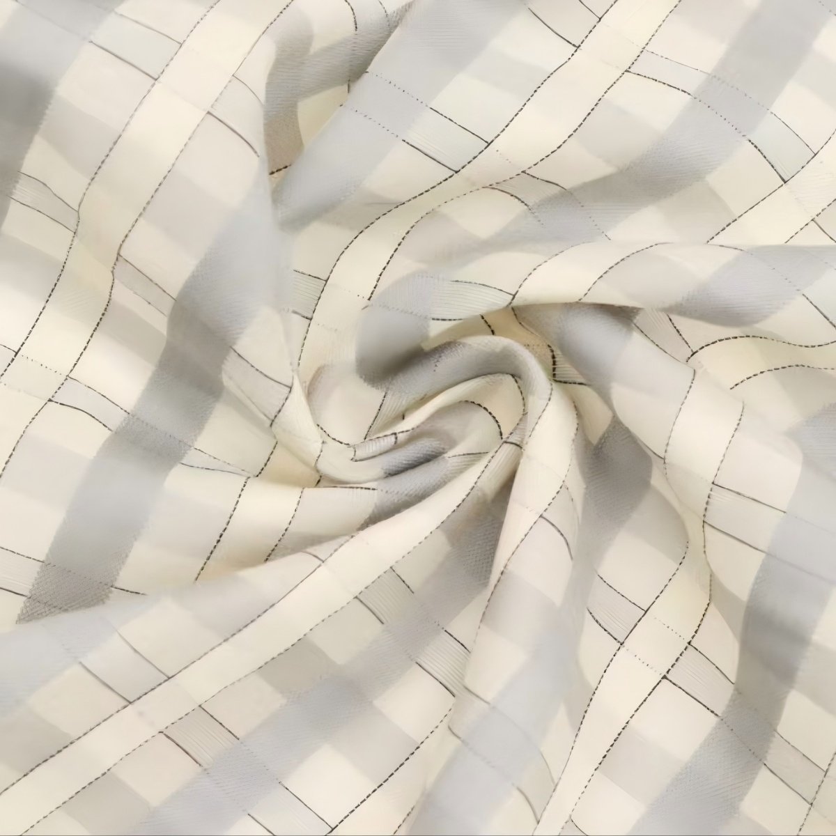 Silk and cotton blended yarn-dyed checked fabric